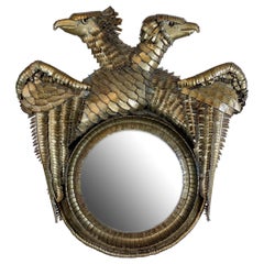 Miroir convexe en or à double aigle de Léon Masson