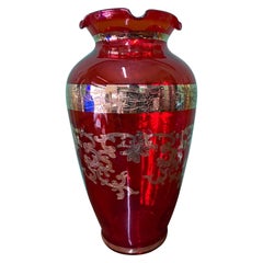 Venetian Art Glass Vase Red and Gold, 1980s