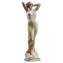 Sculpture in Alabaster of a Woman, Signed A. Del Perugia