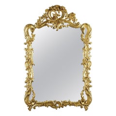 Used Large Gilded Wood Mirror in the Louis XV Style