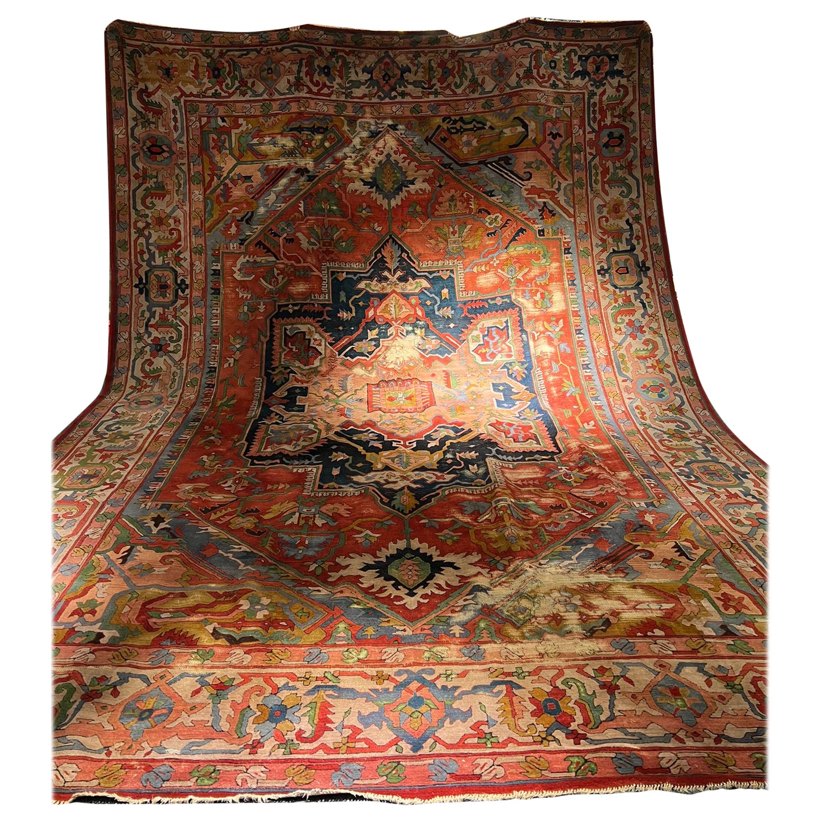 Antique Palace Carpet Tefset with Heriz Pattern Oversize For Sale