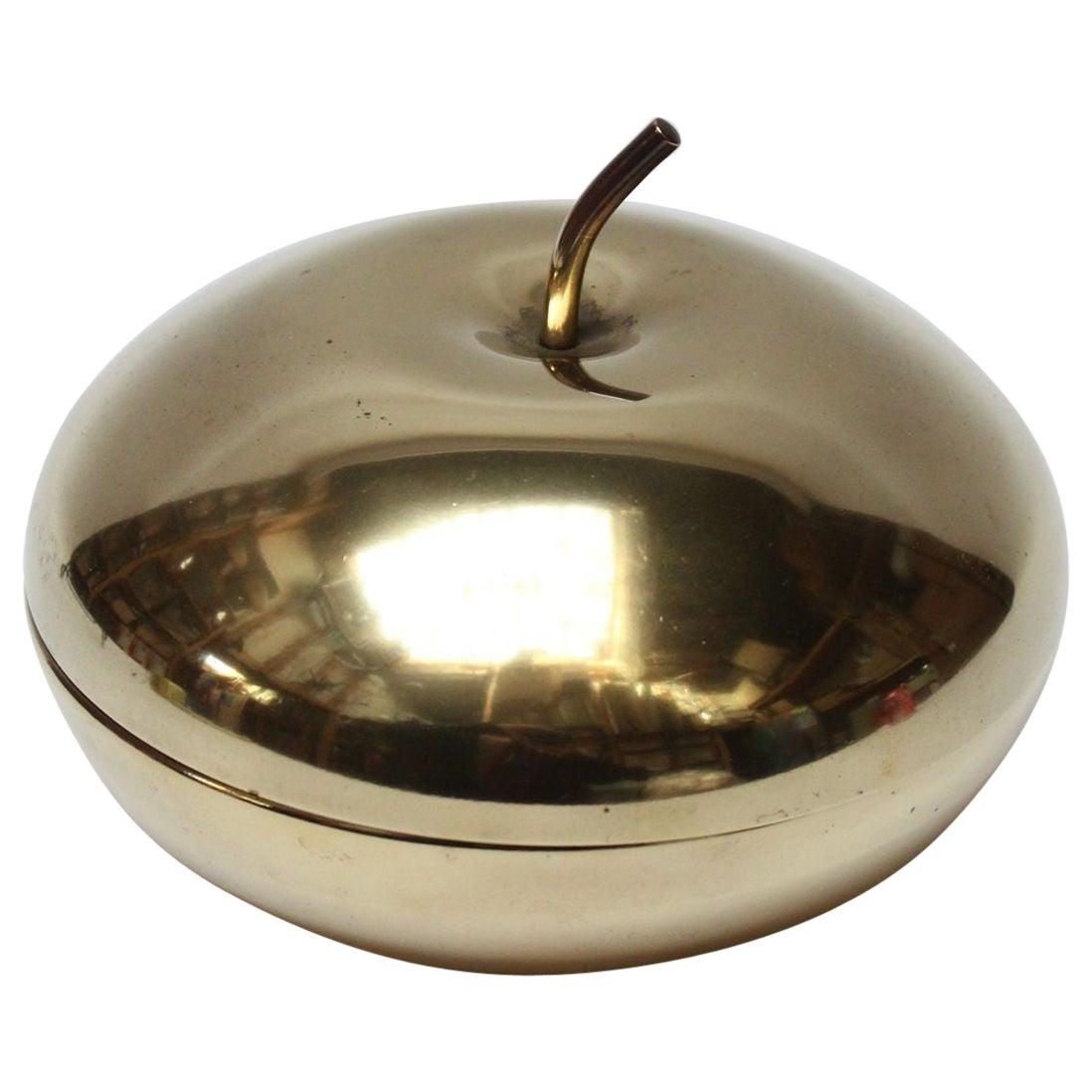 Mid-Century Italian Modern MPI Brass "Apple" Lidded Serving/Candy Dish For Sale