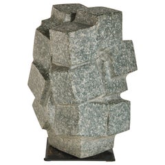 Vittorio Di Muzio "Metropolis 4" Scultura in marmo verde, 1986 Design italiano