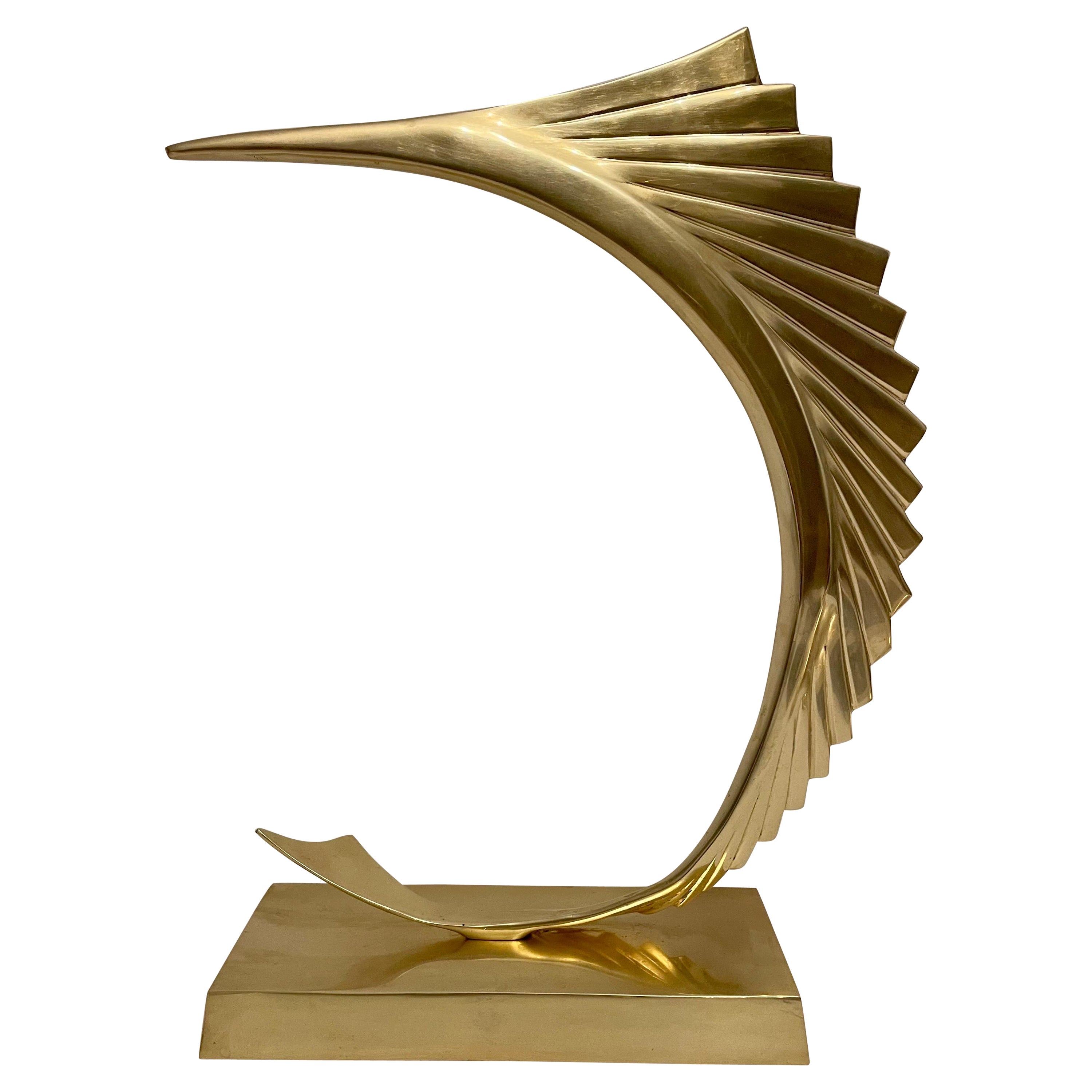 Brass Marlin Sailfish Sculpture For Sale