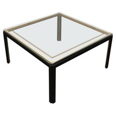 Coffee Cocktail Table Glass Metal Square Midcentury Modern Italian Design 1980s