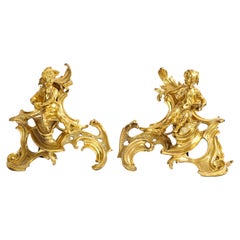 Chenet francés de Ormolu con niños del Periodo Luis XV, Attb. Caffieri, 1700