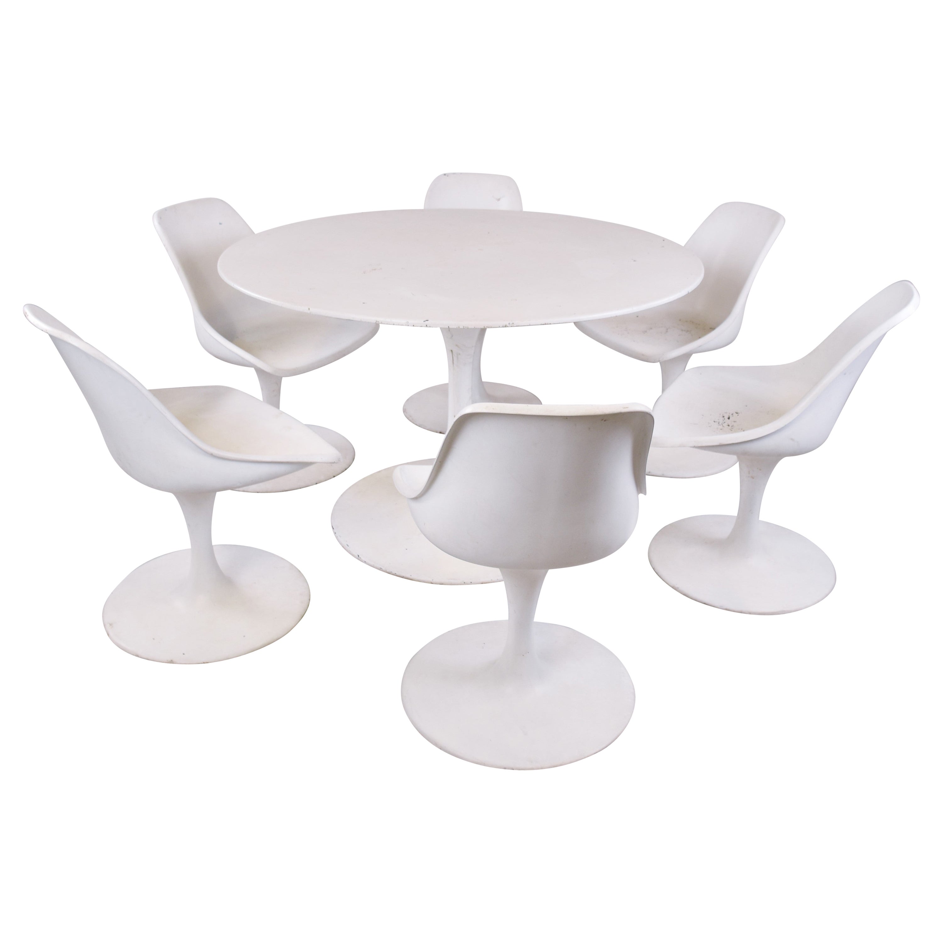 Space Age White Vintage Plastic Dining Room Set by Maurice Burke, 1960s