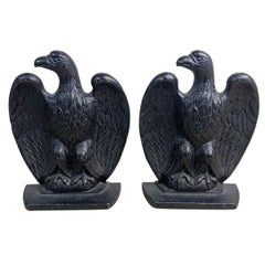 Vintage Cast Iron Bald Eagle Bookends, circa 1950s