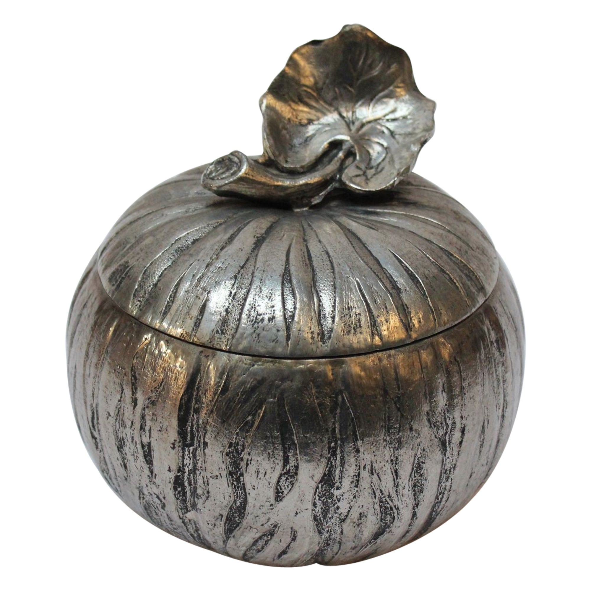Mauro Manetti Italian Silver-Plated "Pumpkin" Ice Bucket For Sale