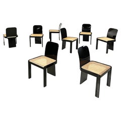 Italian Modern Black Lacquered Wood Chairs by Molinari for Pozzi Milano, 1960s