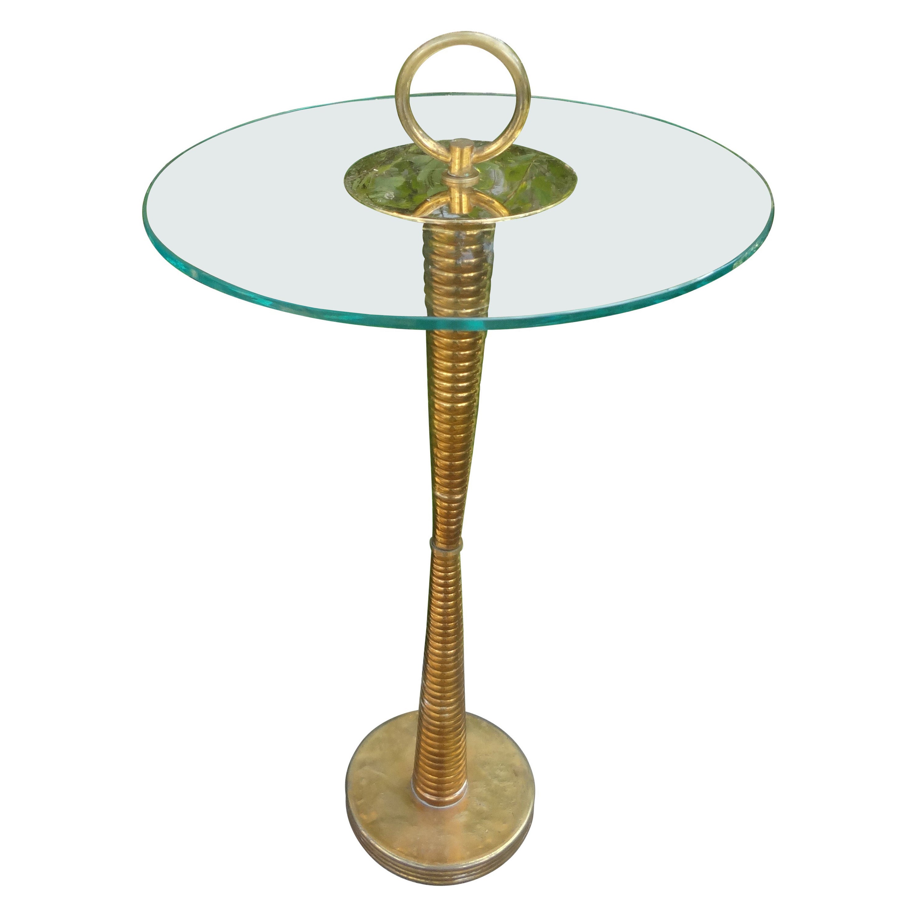 Italian Modern Brass and Glass Side Table