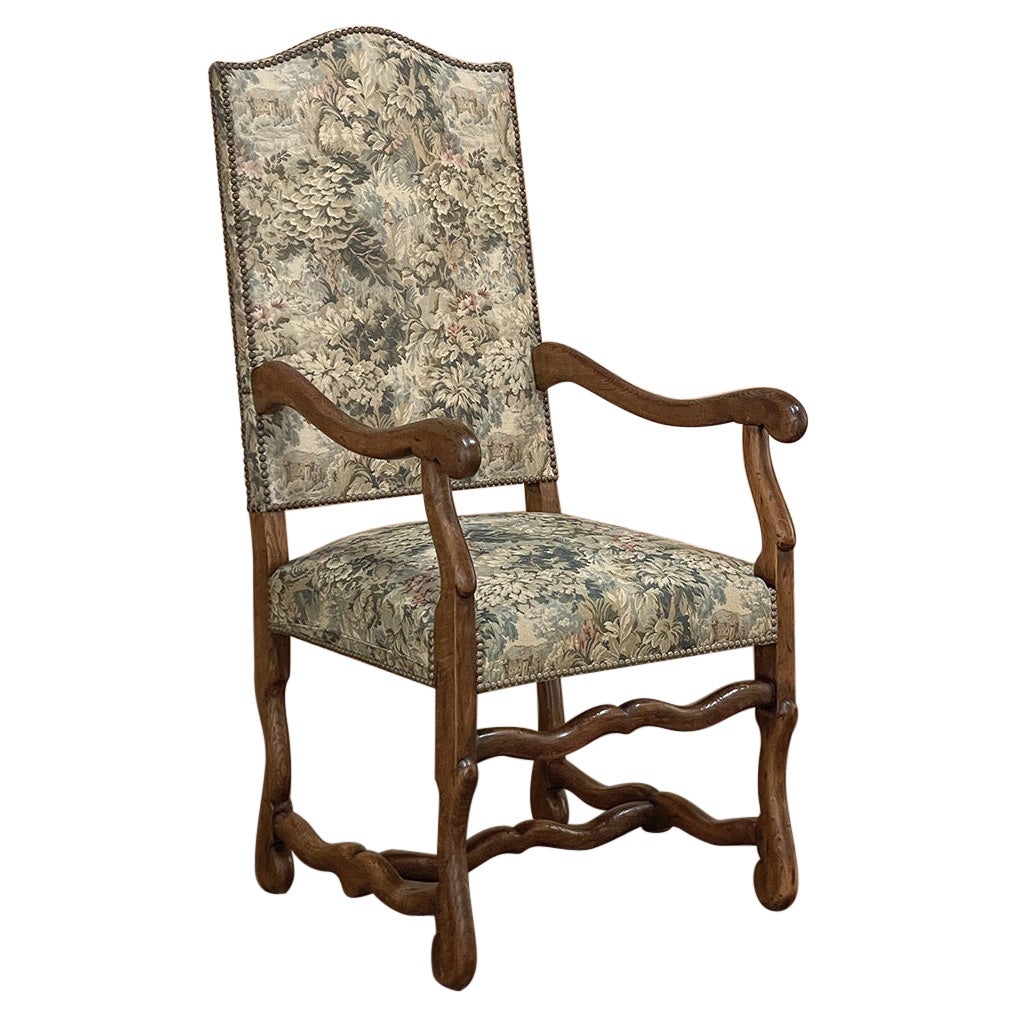 Antique French Os de Mouton Armchair with Tapestry For Sale