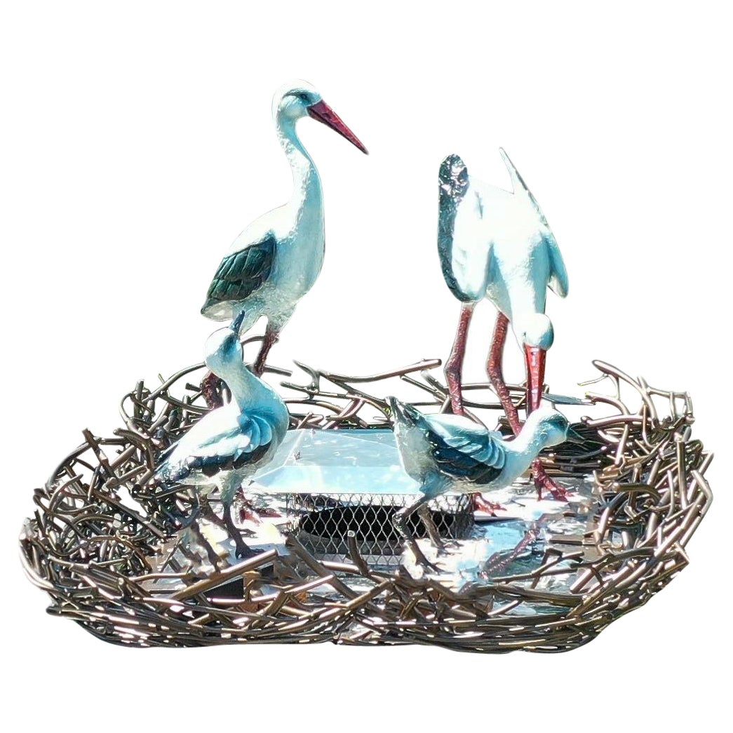 Exceptional Hand-Casted Bronze Sculptures of Storks for Rooftop Installation For Sale