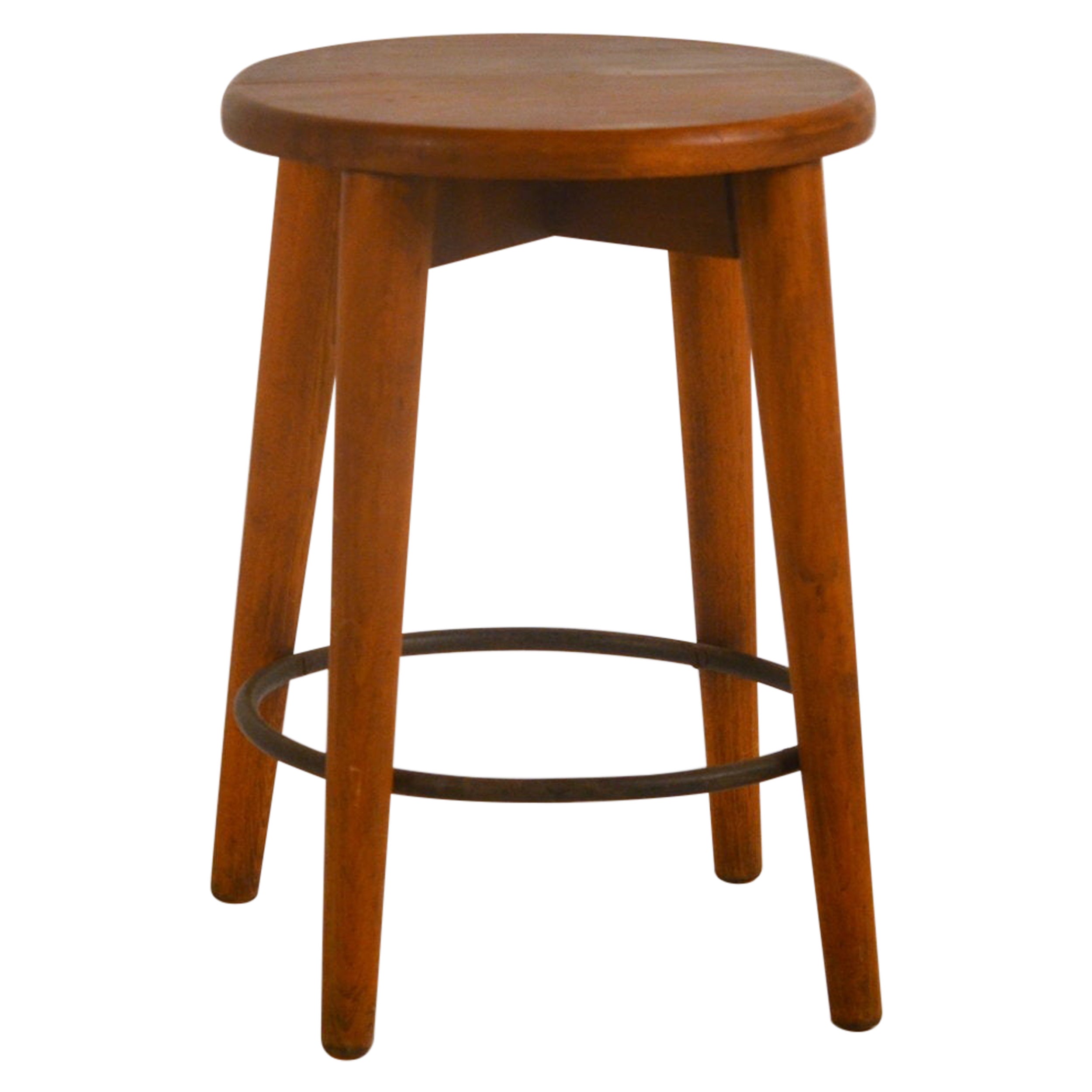 French "Reconstruction" Patinated Oak Stool For Sale