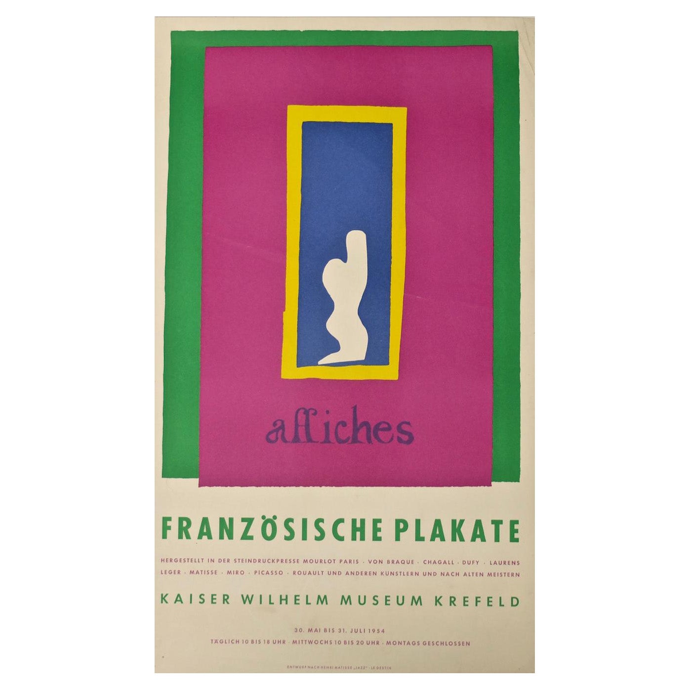 Henri Matisse, Affiches, Französische Plakate, Kaiser Wilhelm Museum, Krefe
