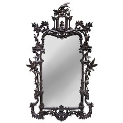 Antique Handcarved Black Stained Mirror