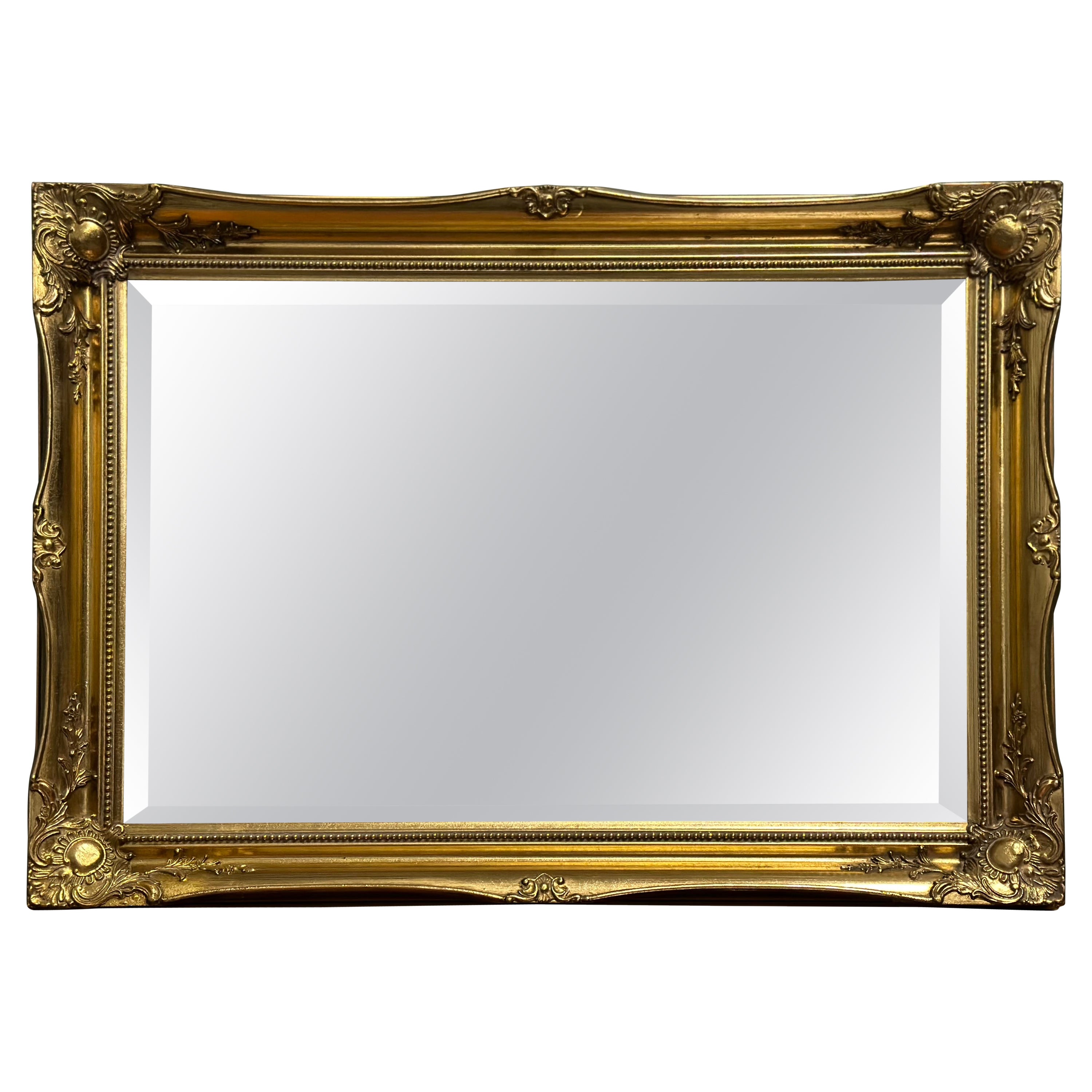 Vintage Golden Gilt Style Overmantel Wall Hanging Mirror For Sale