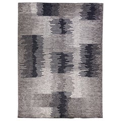 Handmade Modern Moroccan Style Abstract Wool Rug In Gray 