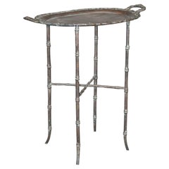 Maison Bagues Style Bronze Removable Tray Top Serving or End Table Circa 1950