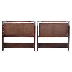 Pair of Mid-Century Modern Cane and Chrome Twin Size Headboards