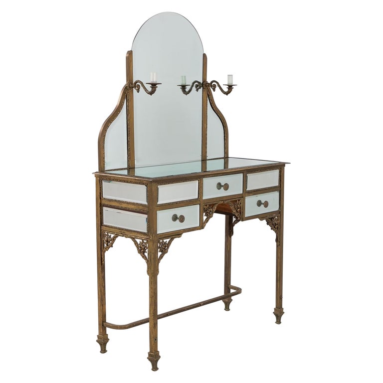 Mirrored Glass Dressing Table or Vanity For Sale at 1stDibs