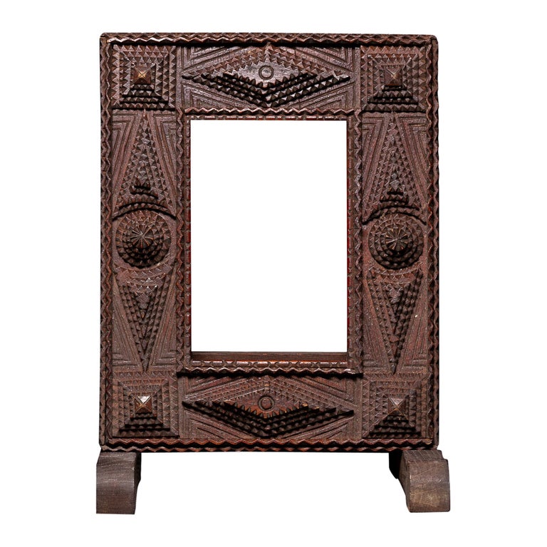 Tramp Art Set of 3 Picture Frames For Sale at 1stDibs