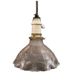 Early 20th Century Ruffle Holophane Pendant Light