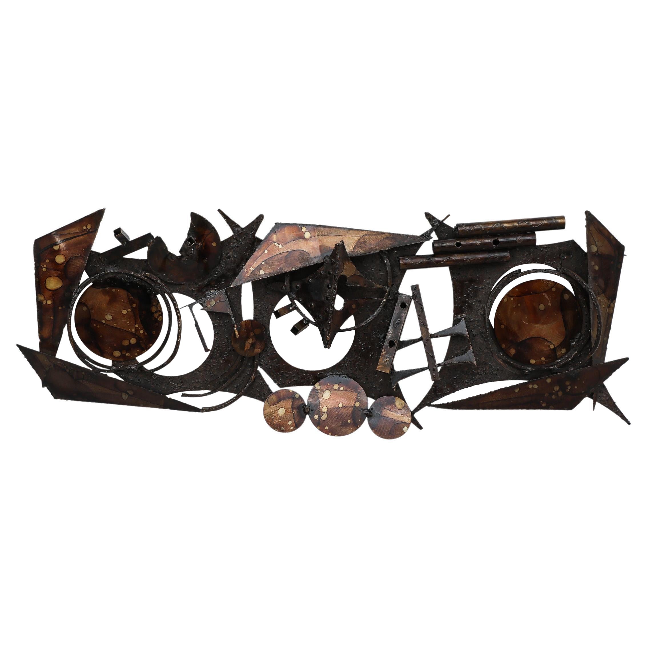 Hendrik Horst Brutalist Organic Free Form Sheet Metal Wall Art Sculpture For Sale