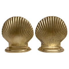 Vintage Brass Clam Shell Seashell Bookends