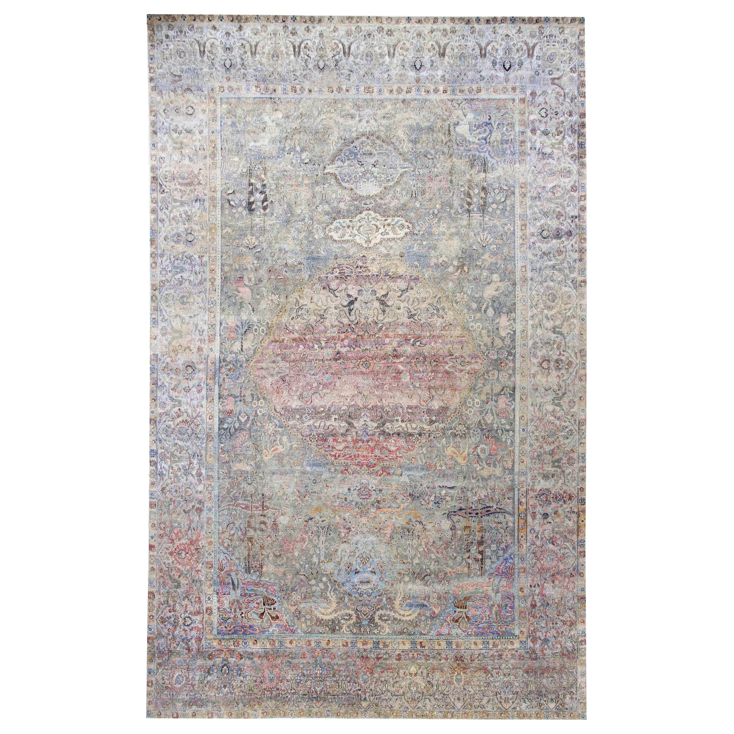 Hand Knotted Oversized Silk Rug 10'7''x17'4'' For Sale