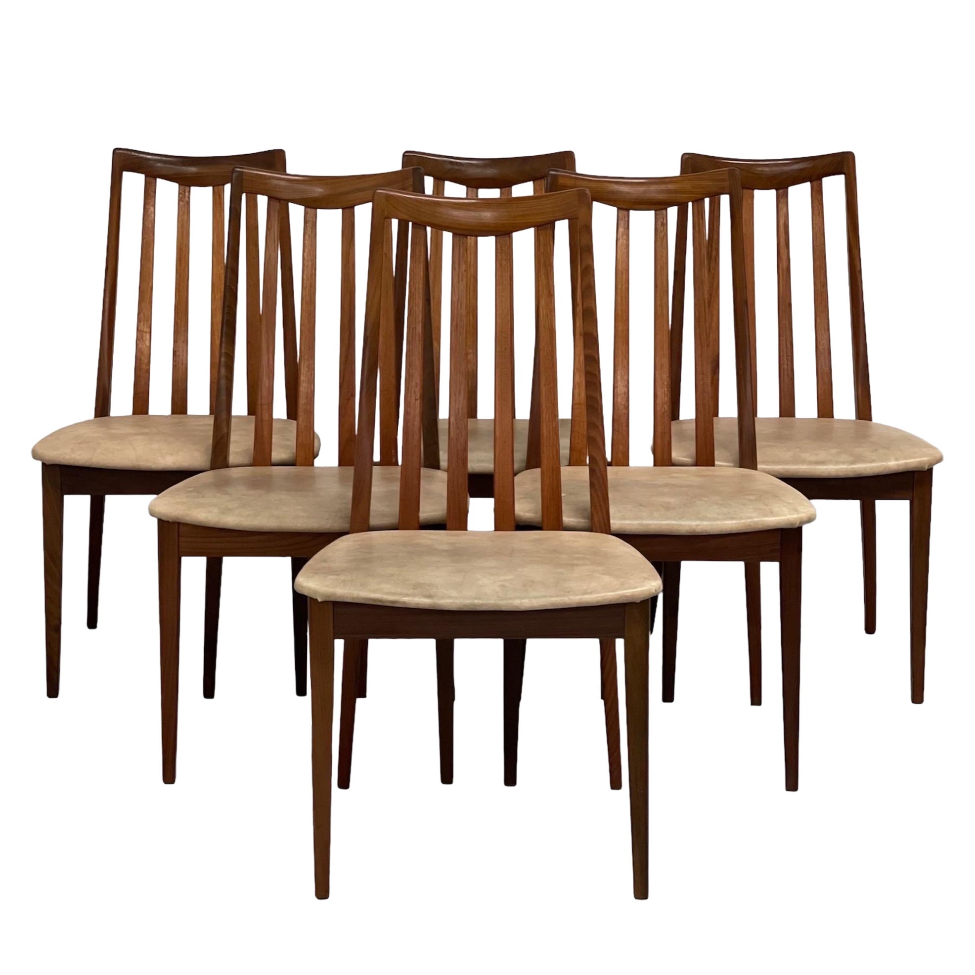 Chaises de salle à manger de style danois à dossier en échelle, lot de 6