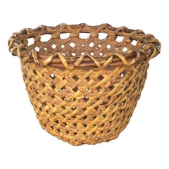 Vintage Wicker Basket Hamper Storage Piece or Cachepot