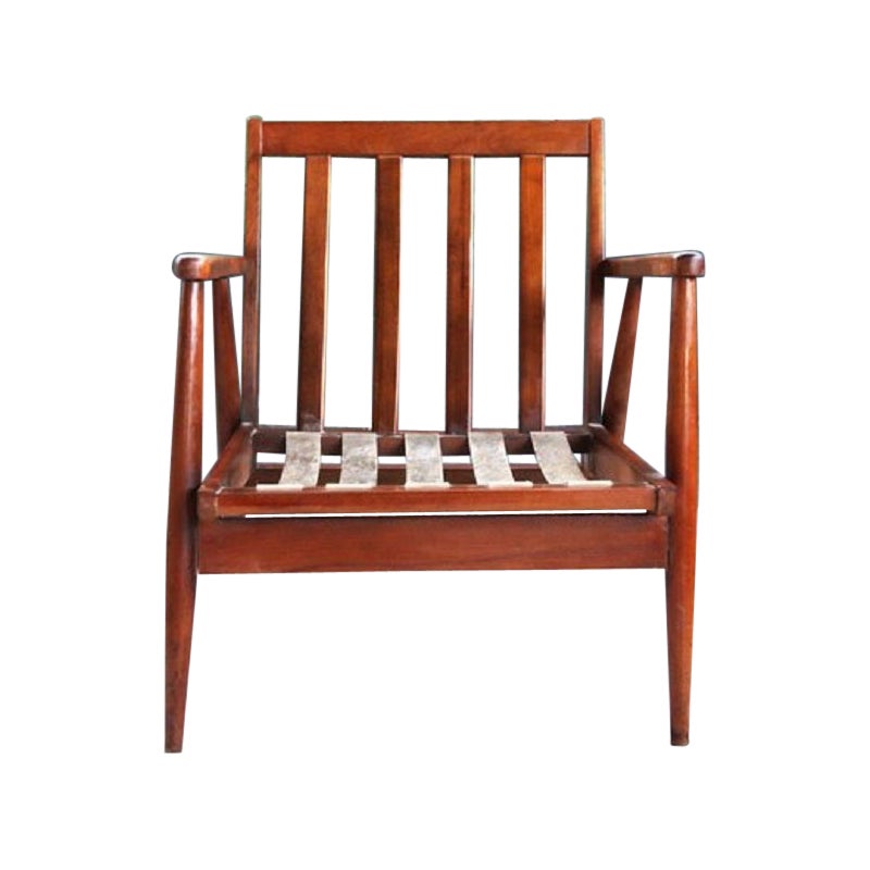 Mid-Century Danish Modern Sculptural Vintage Lounge Armchair Chair Teak, 1960s For Sale