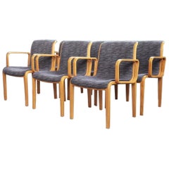 Ensemble de 6 fauteuils de salle à manger postmodernes en bois cintré gris 1305-U de Bill Stephens