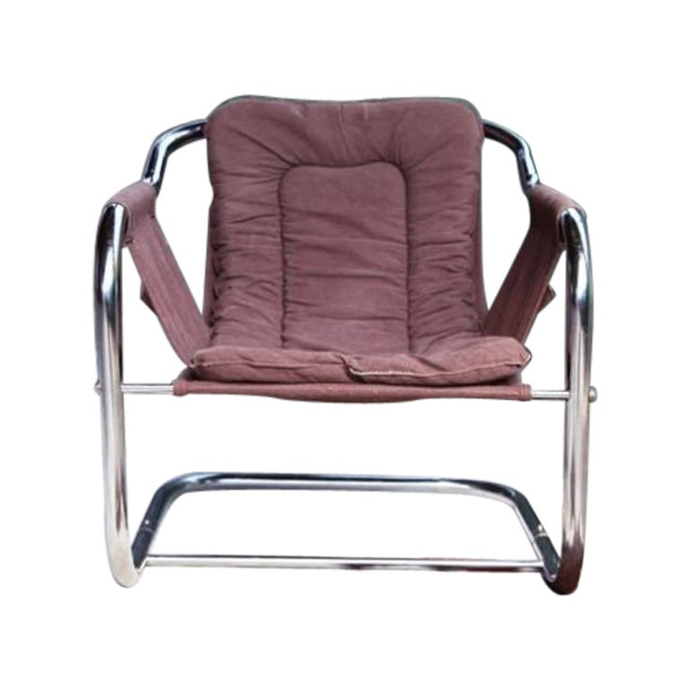 Postmodern Chrome Sling Accent Lounge Chair