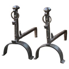 Large 17th - 18th Century French Gothic Andirons