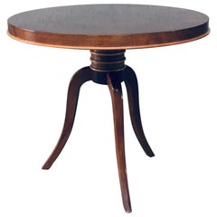 Art Deco Rosewood Tripod Round Side Table, France 1930's