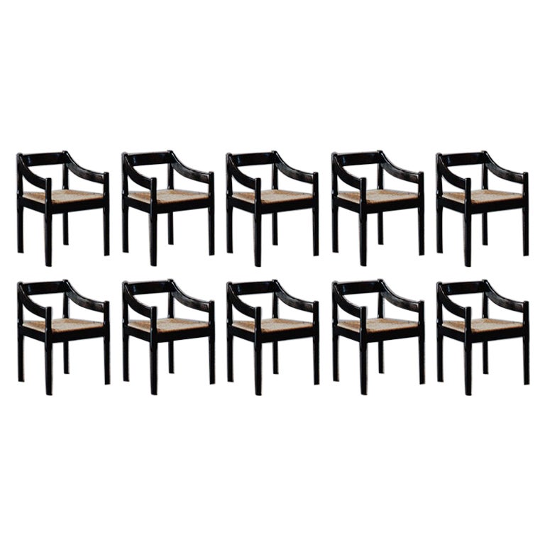 Vico Magistretti "Carimate" Dining Chairs for Cassina, 1960, Set of 10 For Sale