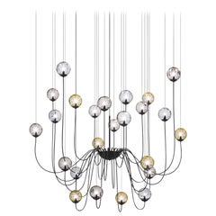 Vistosi Puppet Pendant Light in Multicolor Glass And Matt Black Frame