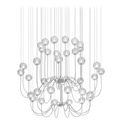 Vistosi Puppet Pendant Light in Crystal Transparent Glass & Glossy Chrome Frame