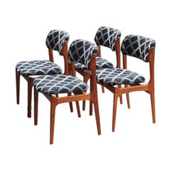 Set of 4 Vintage Mid Century Erik Buch Od Mobler Model Teak Danish Dining Chairs