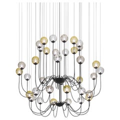 Vistosi Puppet Pendant Light in Multicolor Glass And Matt Black Frame