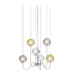 Vistosi Puppet Pendant Light in Multicolor Glass And Glossy Chrome Frame