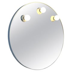 Vintage White Round Mirror with Lights from Gedy, 1970s