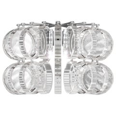Vistosi Ecos Wall Sconce in Crystal Striped Glass with Glossy Chrome Frame
