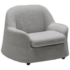 Afra & Tobia Scarpa Lounge Chair in Grey Bouclé Wool, Italian Design, 1960s