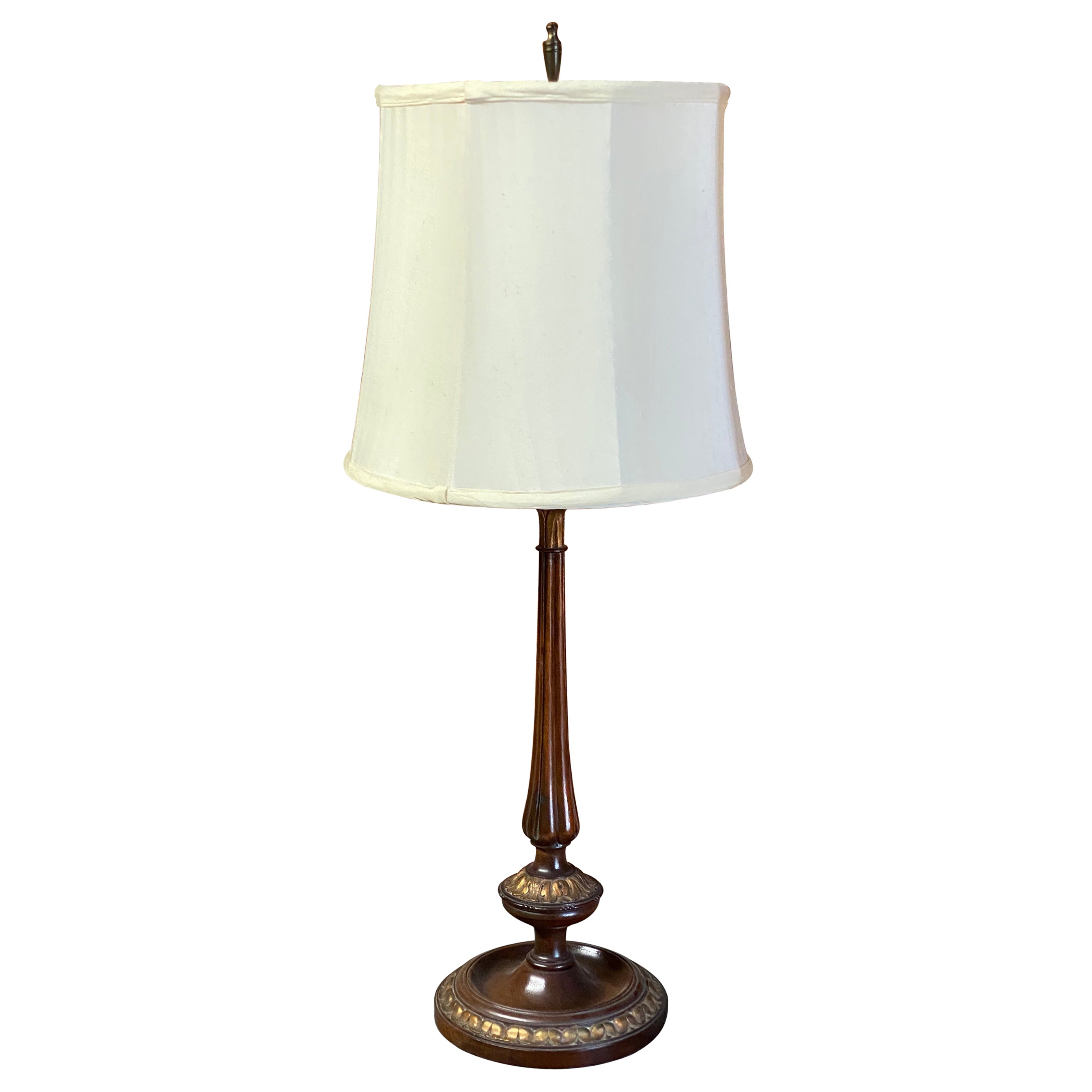 French Style Carved Parcel Gilt and Fluted Table Lamp