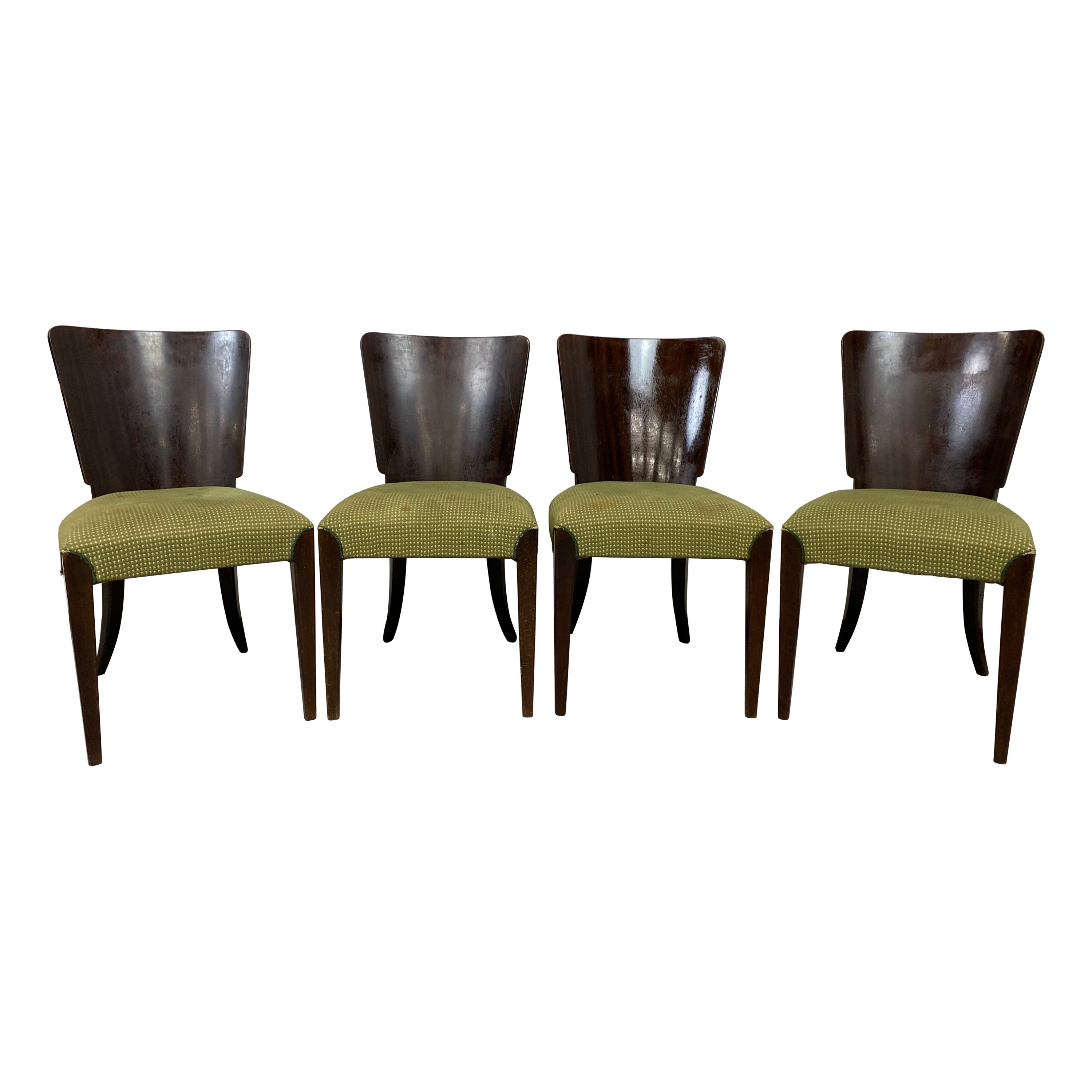 Art Deco Dining Chairs H-214 by Jindrich Halabala For Sale