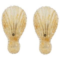Coppia di lampade in vetro di Murano in ottone di Hillebrand, Germania, anni '70