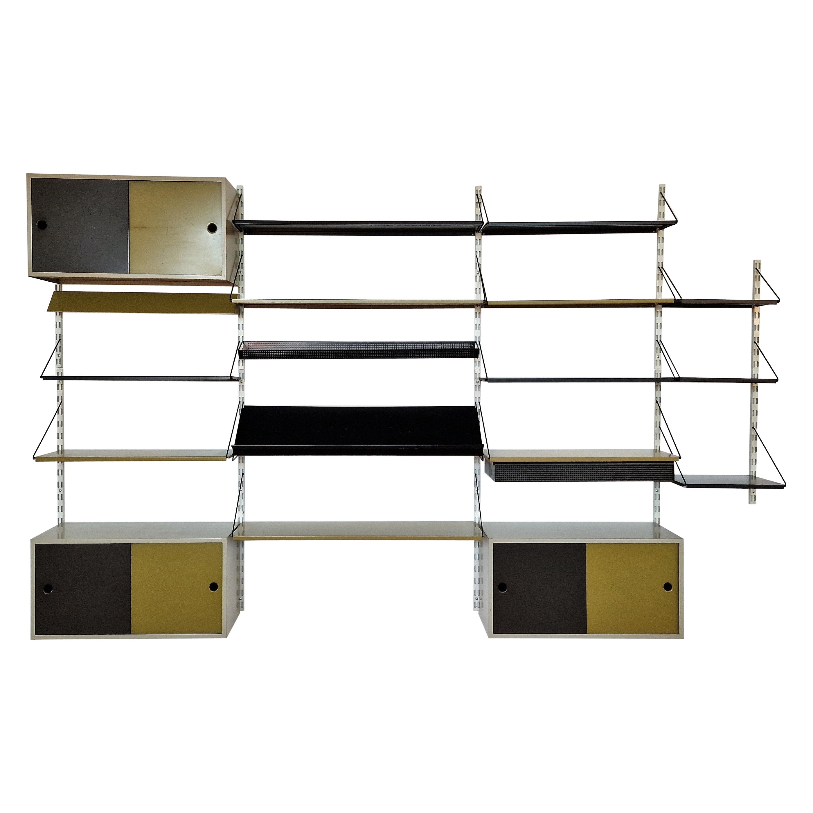 Large Black and Olive Green Wall Unit by Tjerk Rijenga for Pilastro, Netherlands For Sale